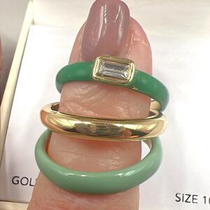 Gold-Tone 3-Pc. Set Crystal & Color Stack Rings, Created for Macy's - Size 10